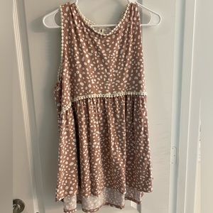 Pinkblush mauve speckled crochet trim maternity tank top